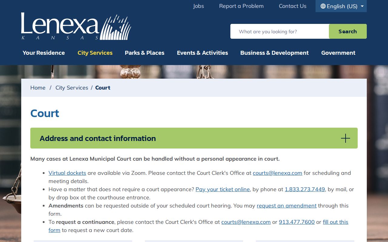 Lenexa Municipal Court records access information