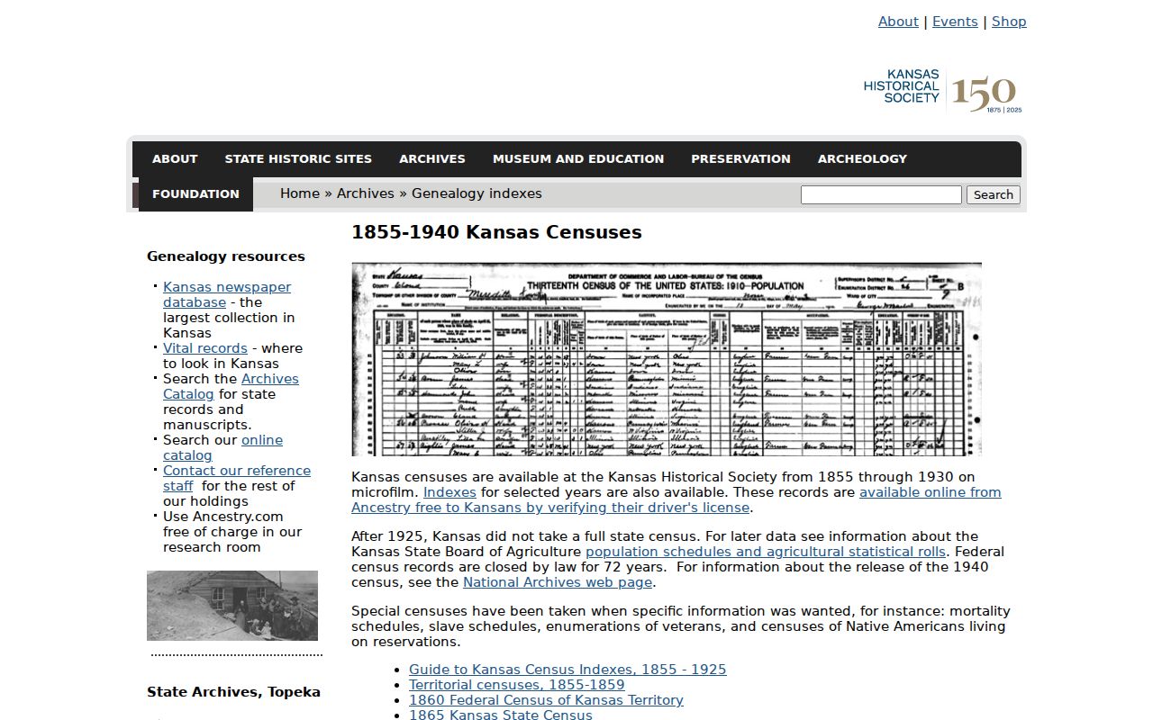 Johnson County previous residents Kansas census guide