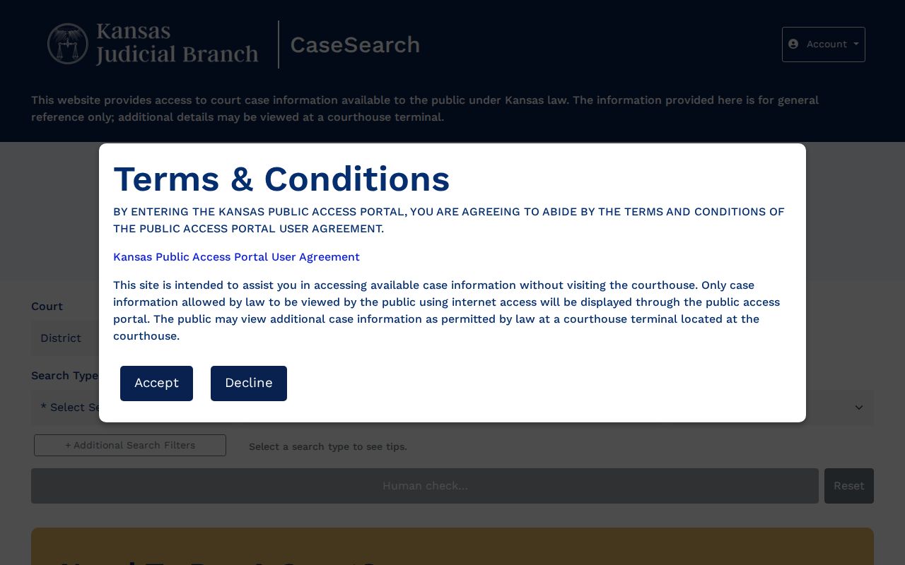Kansas public court guest search used for Johnson County resident lookup